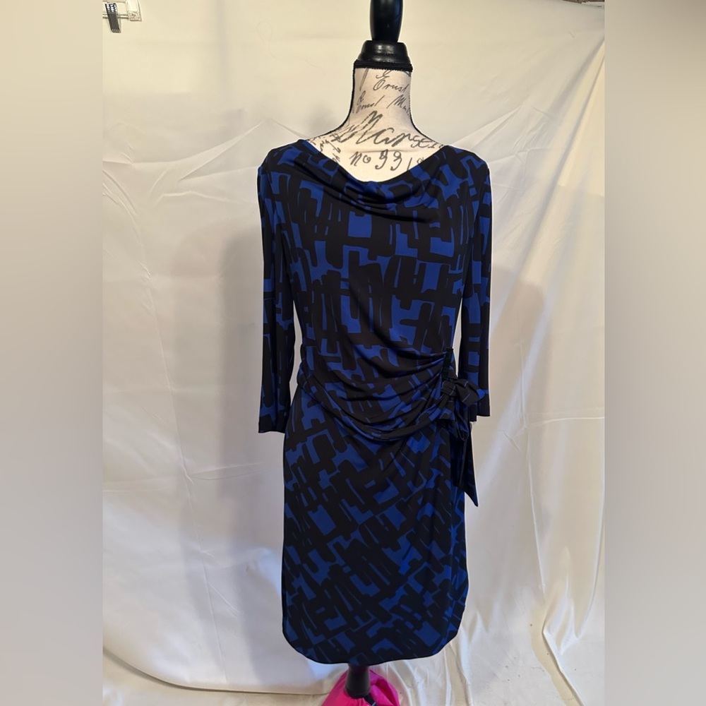 Tahari Arthur S. Levine ASL Belted Waist Wrap 3/4 Length Sleeve Dress sz 10